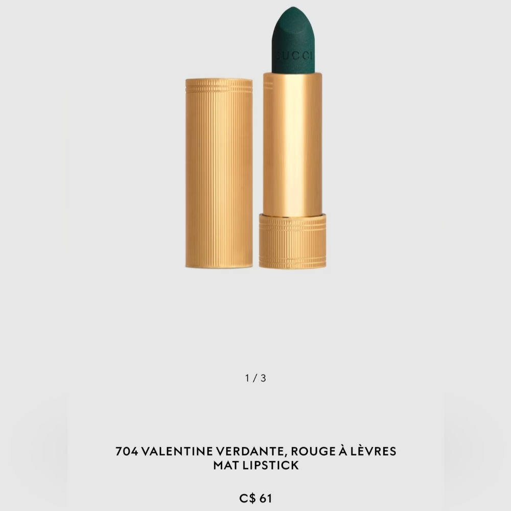 BNIP Gucci Rouge a Levres Mat 704 Valentine Verdante
